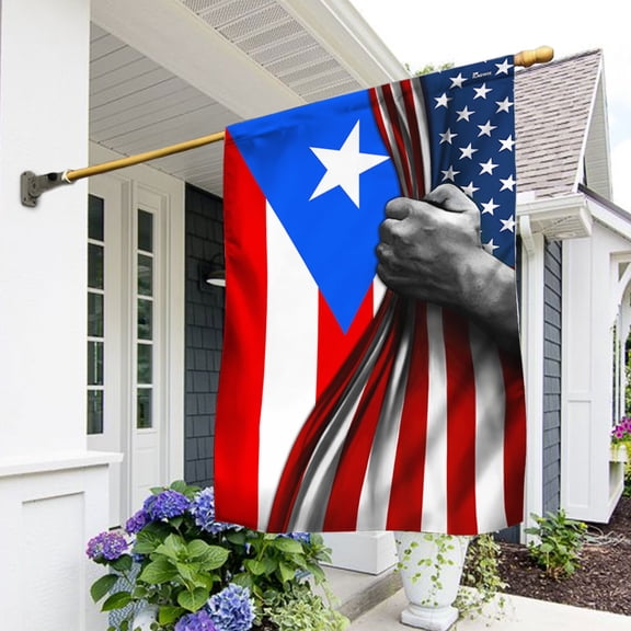 Garden Flag Puerto Rican On American, Cultural Pride, 12x18 POLE NOT INCLUDED