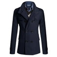 thumbnail image 2 of QHFBli Mens Long Trench Coat Men's Casual Trench Coat Long Slim Fit Business Overcoat Jacket Outerwear Navy XL, 2 of 6
