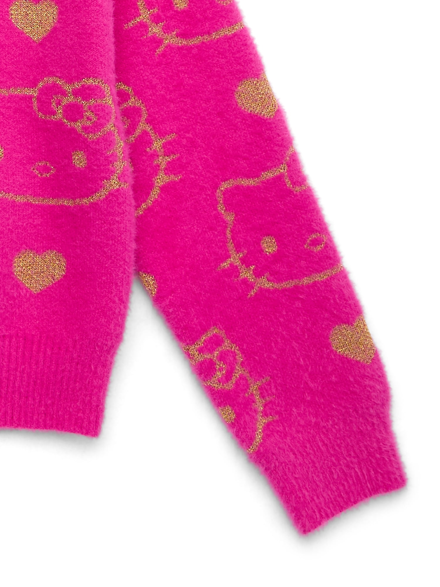 Hello Kitty Girls Metallic Lurex Holiday Sweater, Sizes 4-16