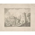thumbnail image 2 of Joseph Lemercier 14x12 Gold Ornate Wood Frame and Double Matted Museum Art Print Titled - Architectural Fantasy (19th Century), 2 of 4