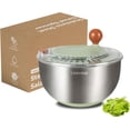 thumbnail image 1 of Lunememo Stainless Steel Salad Spinner, Lettuce Spinner with Drain, Non-Slip Base, Stop Button, Vegetable Dryer, BPA Free, 5L, 1 of 8