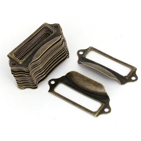 Unique Bargains Furniture Drawer Iron Tag Label Holders Pull Handles Bronze Tone 70x30x10mm 20Pcs