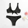 thumbnail image 2 of TOOYOU Women Swimsuit Solid Color Print Split Bathing Suits High Waist Pants Suspender Backless Bikini Swimwear For Summer Black, 2 of 9