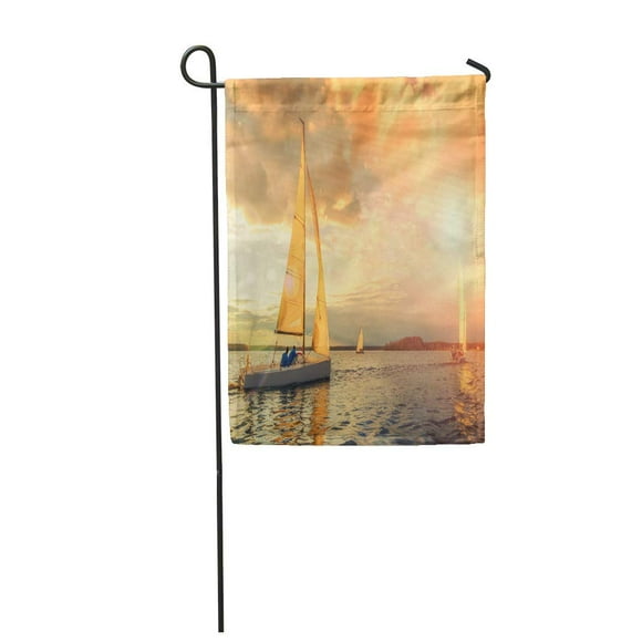 POGLIP Sailboat at Sunset Sailing Yacht Race Regatta Recreational Water Garden Flag Decorative Flag House Banner 28x40 inch