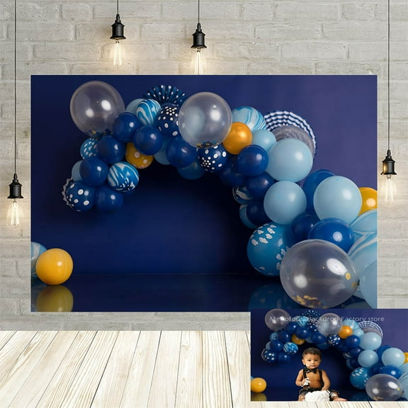 Mehofond Smash Cake Blue Backdrop Wall Newborn Birthday Party For Little Boy Portrait Banner Photography Background Photo Studio
