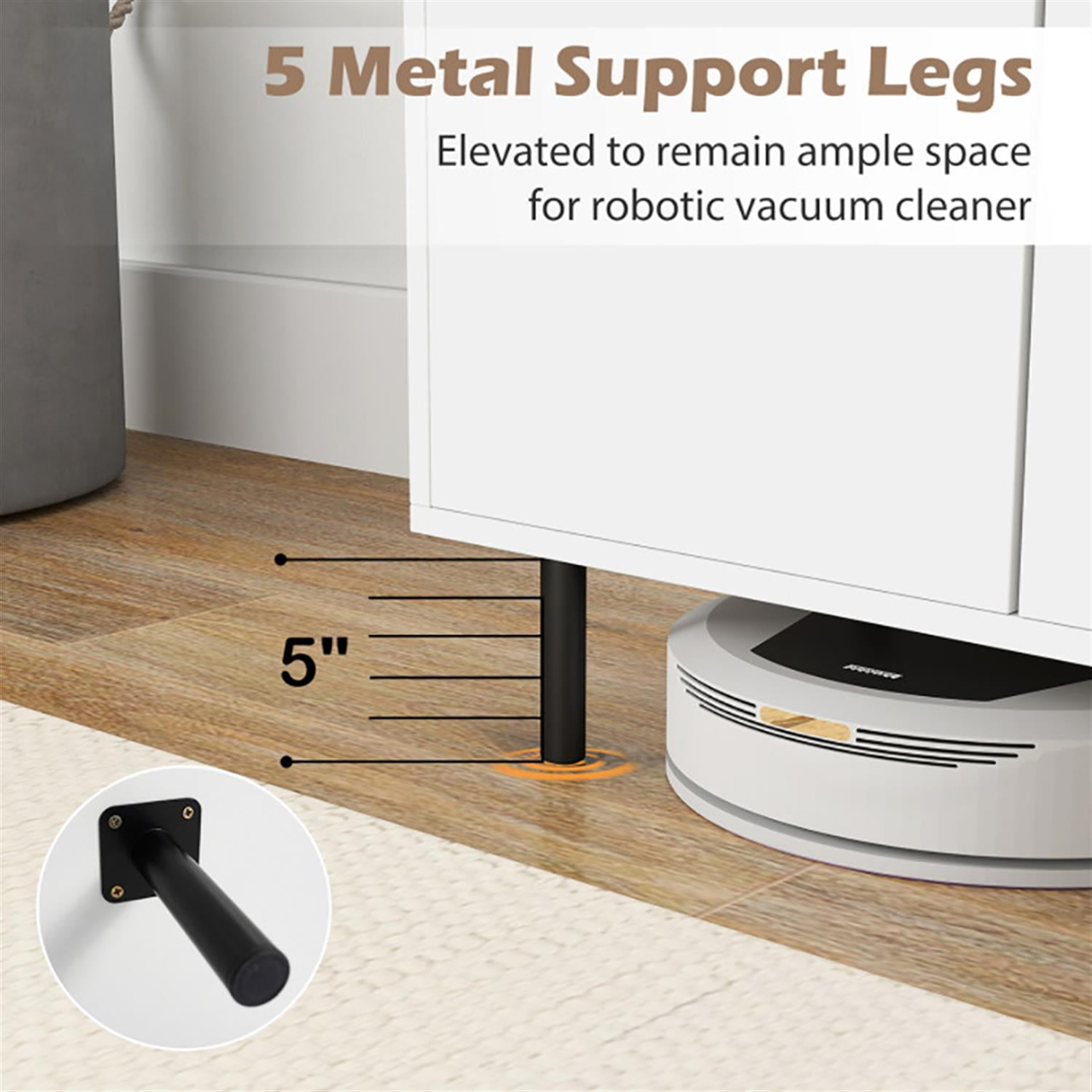 Demi Bonn 42" Sideboard Buffet Cabinet with Adjustable Shelves, Kitchen Storage Cabinet, Wood Coffee Bar Buffet Table for Kitchen Dining Room, White