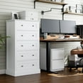 Homfa 5 Drawer White Dresser, Tall Storage Chest of Drawers for
