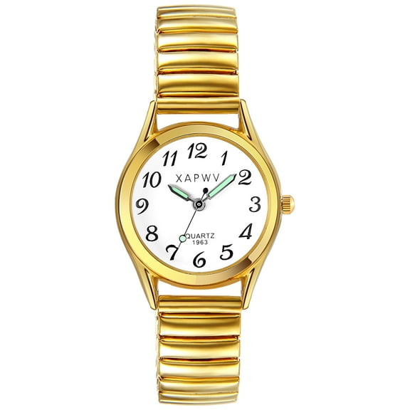 Avaner Women's ultra-thin quartz watch:Large Arabic numerals dial Luminous hands Elastic Watch