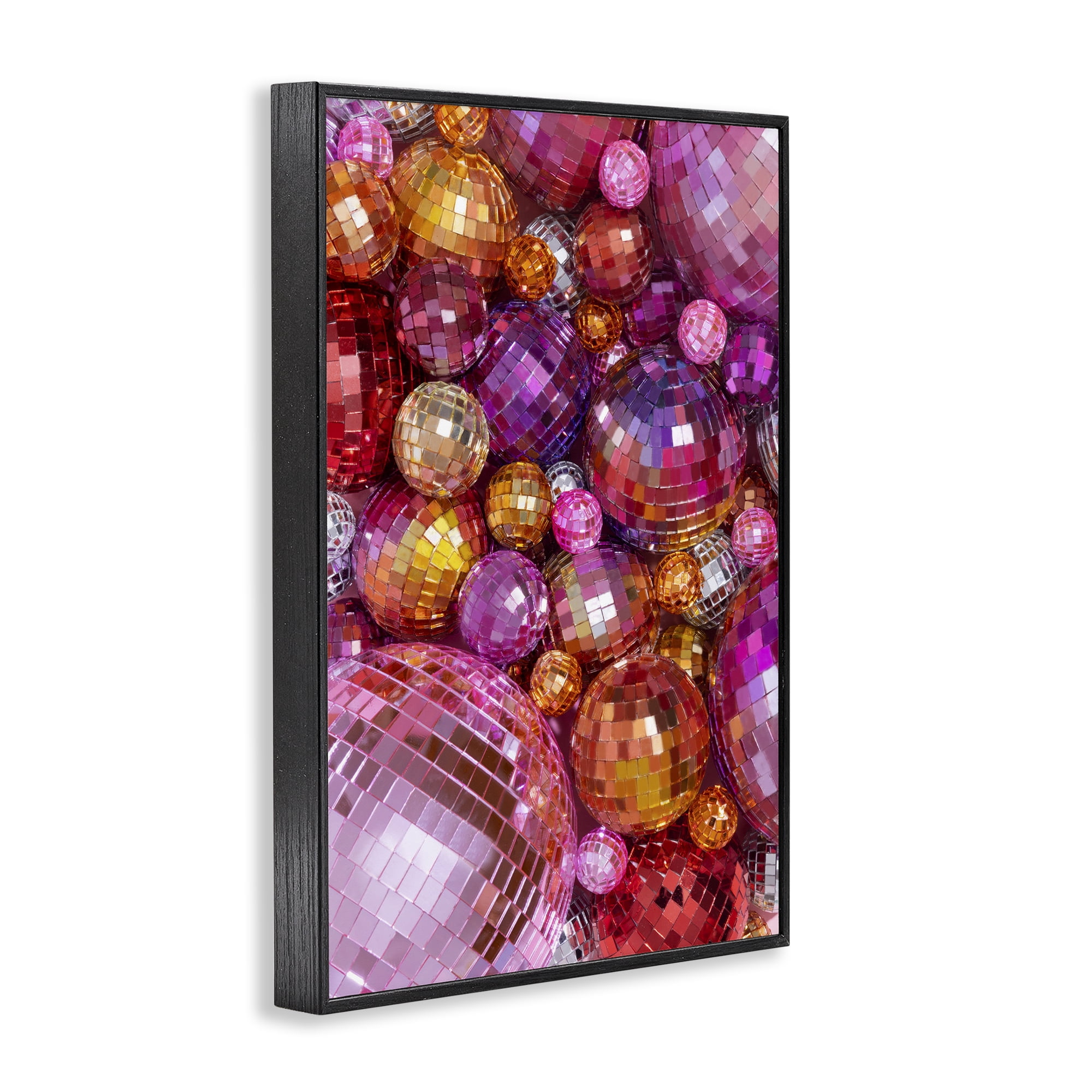 Stupell Industries Various Size Disco Balls Performing Arts Painting Black Framed Art Print Wall Art, 12 x 18