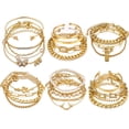thumbnail image 1 of Juego de pulseras 17IF 25 unidades de cadena dorada para mujer Boho Punk Y2K, 1 of 7