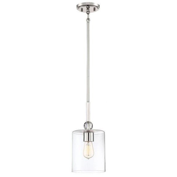 1 Light Mini Pendant in Transitional Style 14.5 inches Tall By 7 inches Wide-Polished Nickel Finish Bailey Street Home 57-Bel-2810847