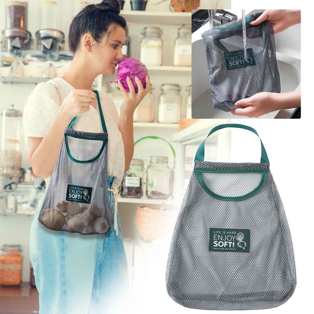 Xihbxyly Bolsa de Malla para Almacenamiento, Plegable y Portátil, Transpirable, Multiusos para Comestibles, Viajes y Hogar. Ecológica, Reutilizable, 25 X 27 X 5 Cm.
