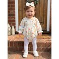 thumbnail image 5 of RUINIXCW Baby Girl Tulip Print Romper Long Sleeve Smocked Bust Bodysuit Headband, 5 of 8