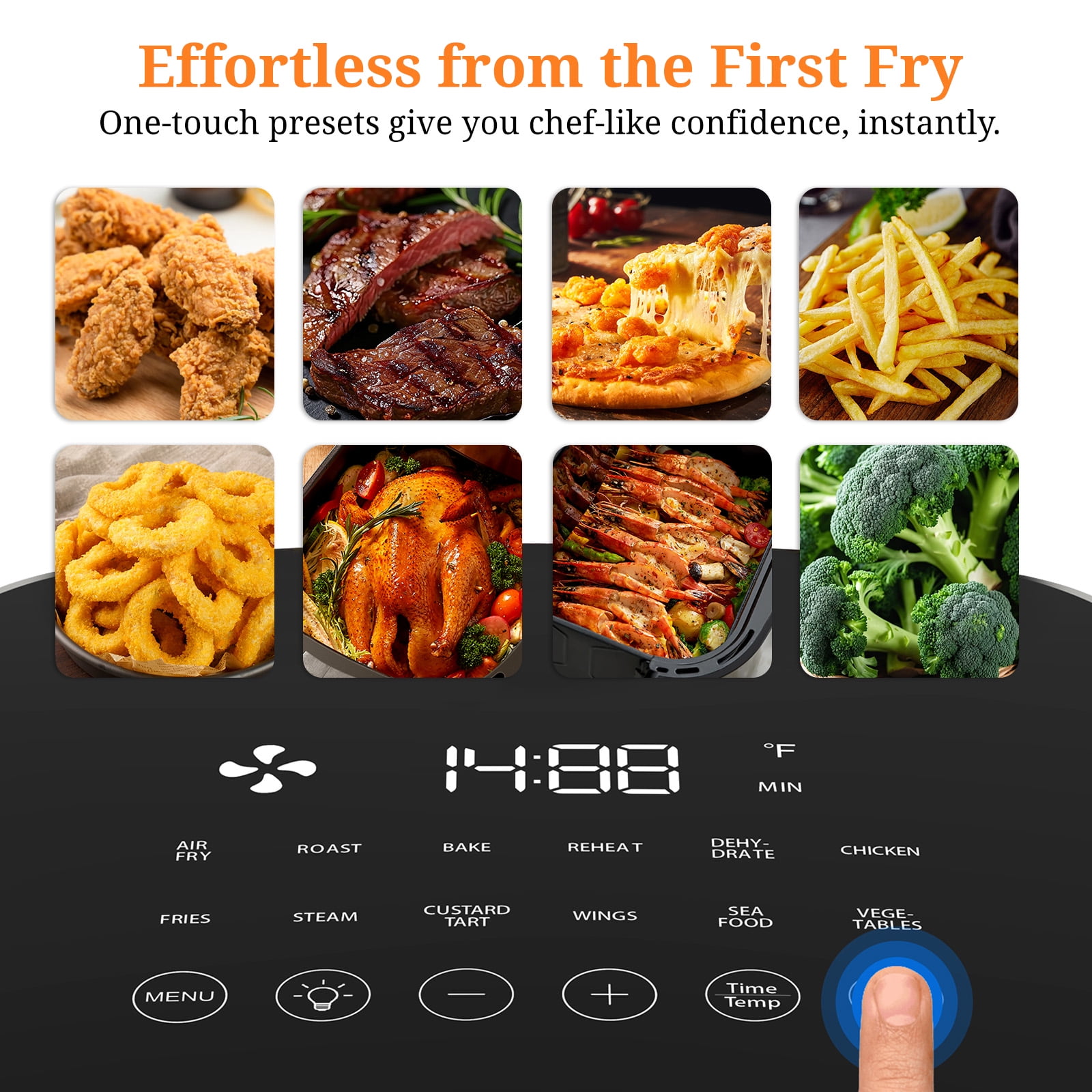 Sybels Air Fryer with Viewing Window, 6-Quart 12-in-1 Multi-Function Appliance for Air Frying, Roasting, Baking & Dehydrating, Gray