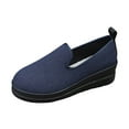 thumbnail image 2 of Women's Flats Shoes Ballet Flats Dress Shoes Women's Fashionable Casual And Winter All-Match Loafers Solid Color Round Toe Flat Thick Sole One-Foot Shoes Dark Blue 42, 2 of 9