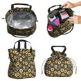 thumbnail image 2 of Sunflower and Daisy Black Pattern Drawstring Insulated Lunch Bag for Women, Stain-Resistant Large Lunch Tote with Multi-Pockets for Work Office, 2 of 6