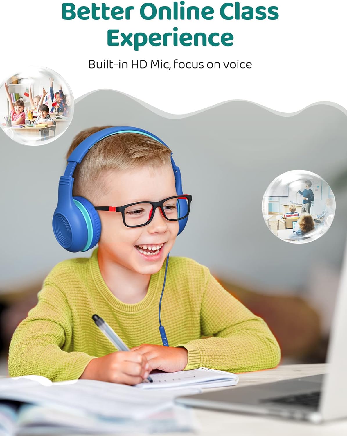 Mpow CH6S Kids Headphones with Microphone, Blue photo 5