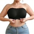 thumbnail image 2 of Byworldtasic Womens Strapless Seamless Wireless Bra Scalloped Edge Front Hook Bandeau Bra Non‑Slip Invisible Comfort Bralette, 2 of 6
