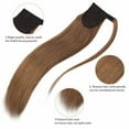 thumbnail image 3 of Benehair Hair Extensions Ponytail Human Hair Wrap Around Hair Ponytail Extension Real Human Hair One Piece #06 Light Brown 14" 80G, 3 of 12