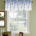 thumbnail image 3 of Eucalyptus Leaves Curtain Valances for Windows, Kitchen Valance Window Treatments Panel 2 Pack, Navy Blue Summer Botanical Weeping Rod Pocket Short Curtains for Bathroom Bedroom 42 x 12 Inch, 3 of 8
