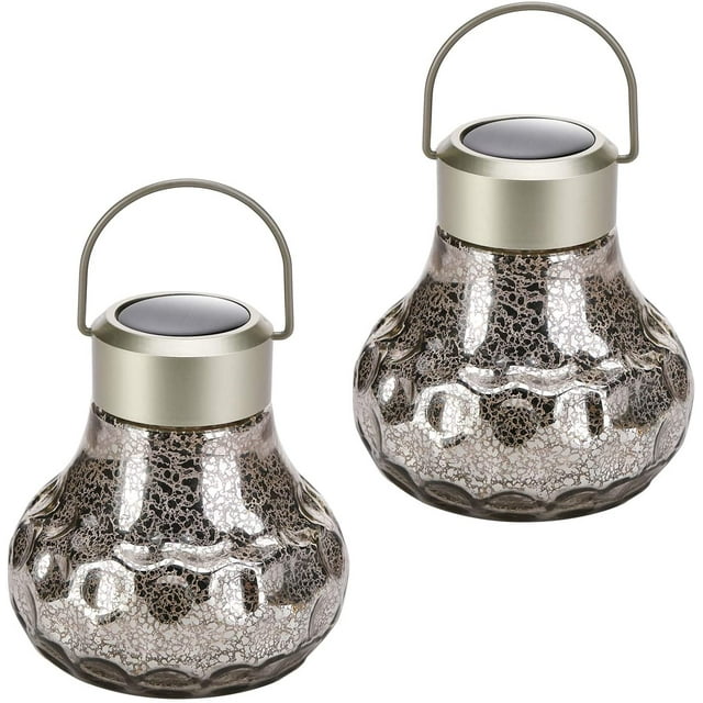 Hanging Solar Lantern Lights, Outdoor Decorative LED Solar Powered Garden Lantern, Waterproof Solar Table Lamp for Patio Landscape Yard, 2 Pack