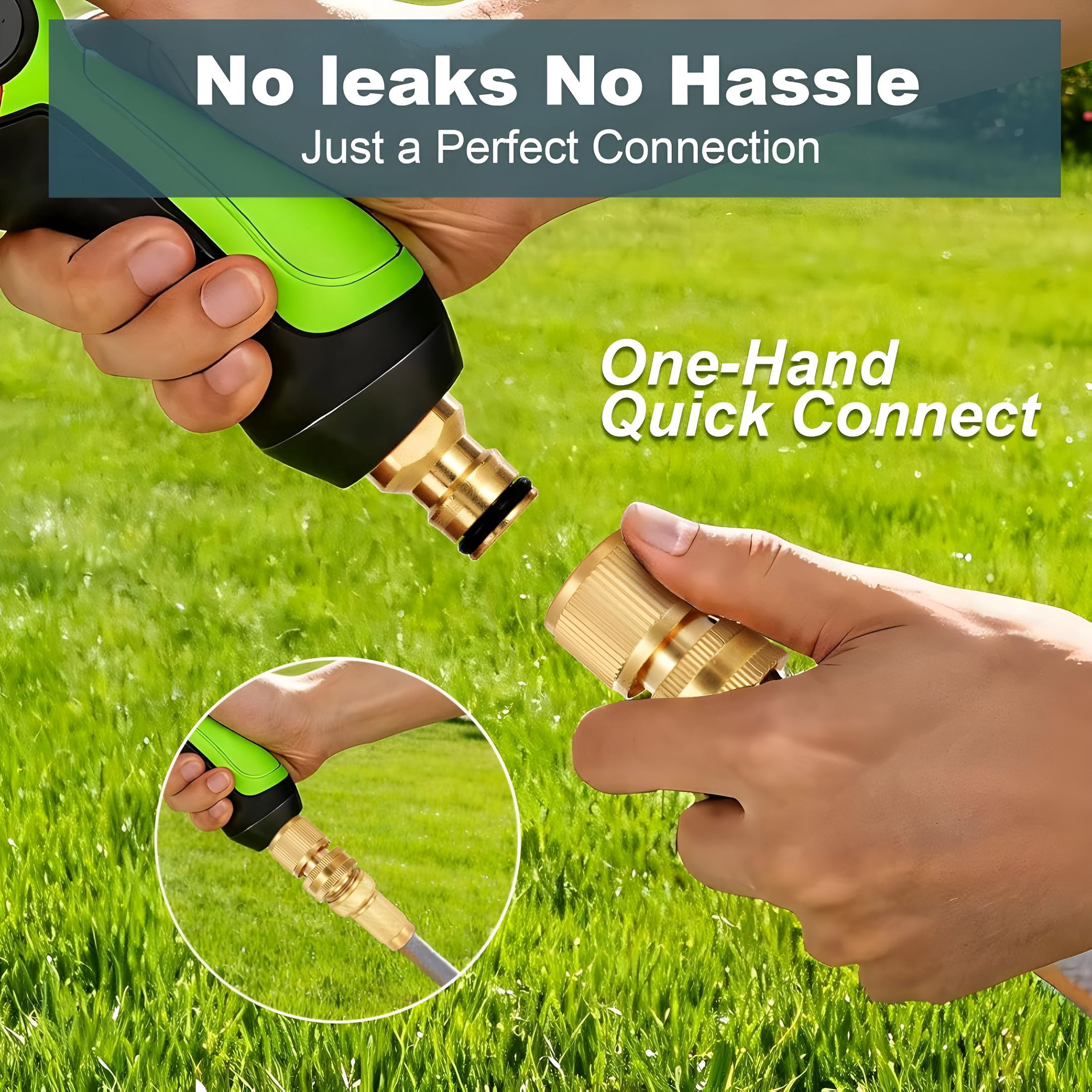 HIBIBUD Garden Hose Quick Connect,Solid Brass 3/4 Inch Ght Leak-Proof Connectors,Heavy Duty Male&Female Quick Connect Hose Fittings,Easy Connect Water for Sprinkler&Pressure Washer