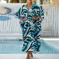 thumbnail image 2 of WTOBBY Women's Beach Cover-Up Swimsuit Bikini Outerwear Flowy Long Sleeve Dress Swimsuit Cape Jacket for Summer Poolside Resort Wear,Blue One Size, 2 of 5