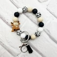 thumbnail image 4 of Highland Cow Wristlet Keychain Cattle Elk Silicone Beaded Tassel Keyring Holder Wrist Lanyard for Backpack, 4 of 4