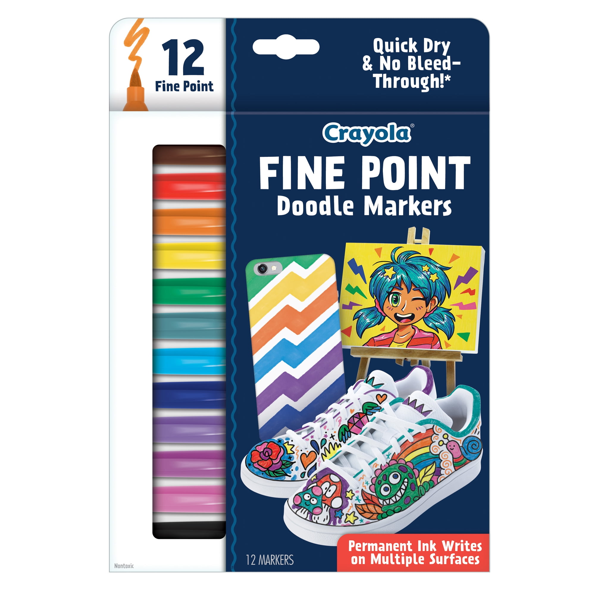 Crayola Doodle & Draw Fine Point Doodle Marker, 12 Per Pack, 2 Packs