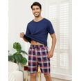 thumbnail image 6 of BEOEOSY Couple Pajamas Matching Sets Short Sleeve Pjs for Men V Neck Pajamas Soft Sleepwear 2 Piece Lounge Set (Dark Blue-Men,XXL), 6 of 7