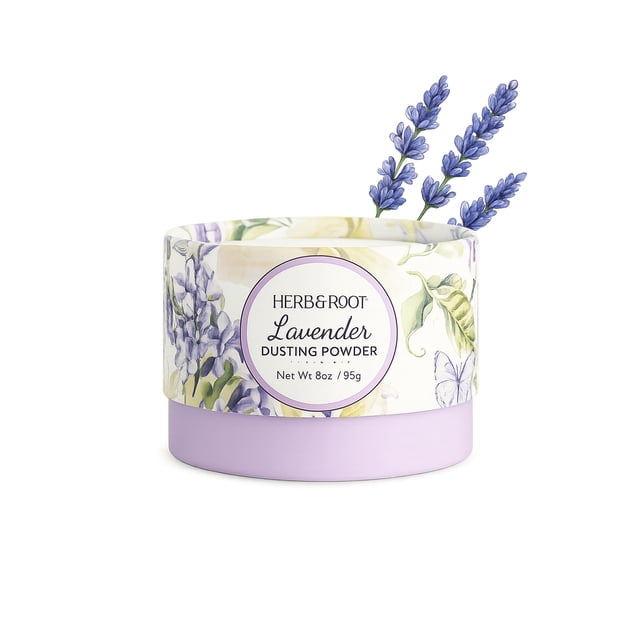 Polvo para espolvorear con hierbas y raíces de lavanda, 60 ml, sin talco y arrurruz