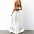 thumbnail image 3 of Womens Elegant Backless Maxi Dress Flowy Bohemian Beach Gown Sleeveless Halter Neck Side Slit White L, 3 of 6