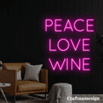 thumbnail image 2 of Craftnamesign Peace Love Wine Neon Sign for Bistro Shop Wedding Party Wall Decor, 2 of 4