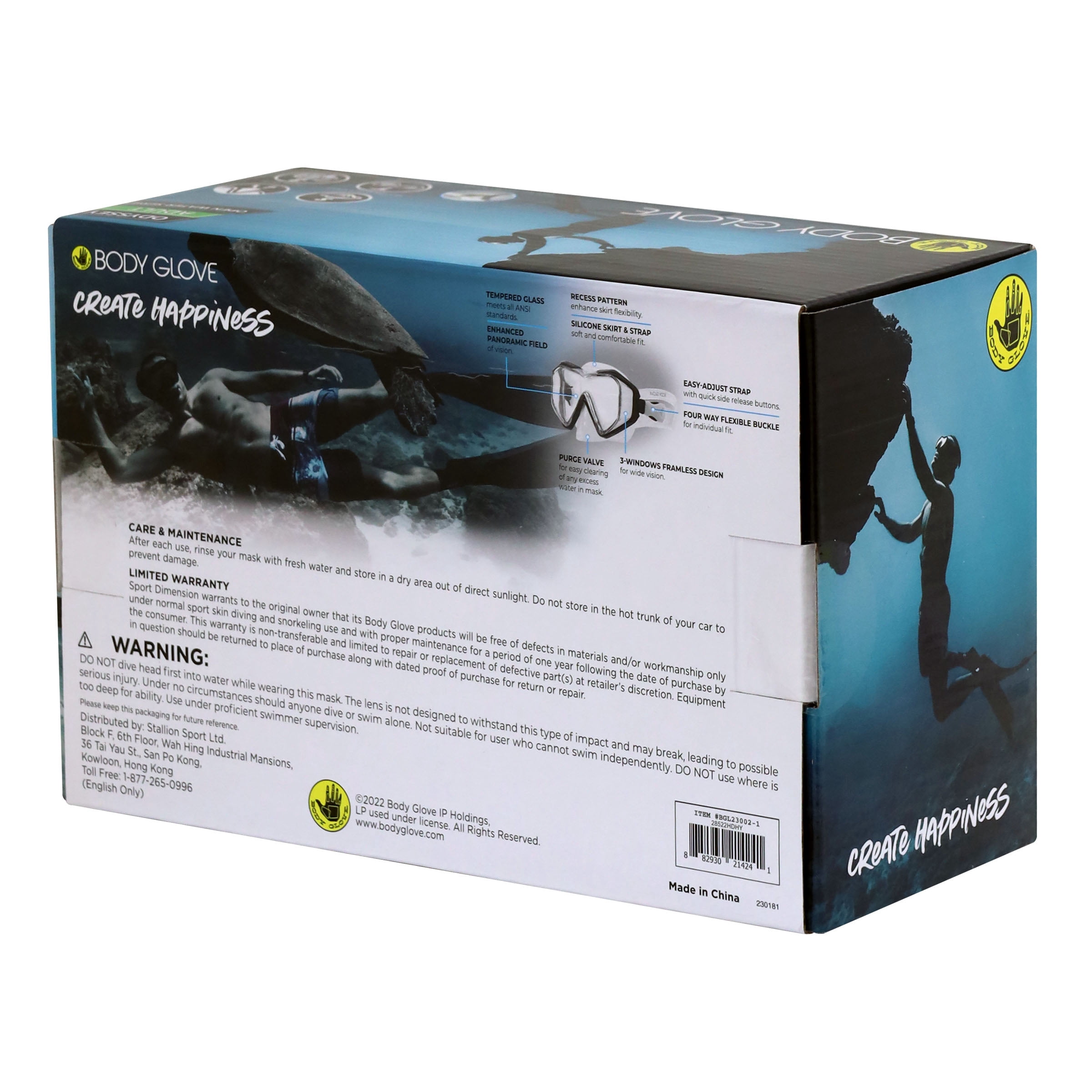 Body Glove Odyssey Adult Swimming Diving Snorkel Mask, Yellow