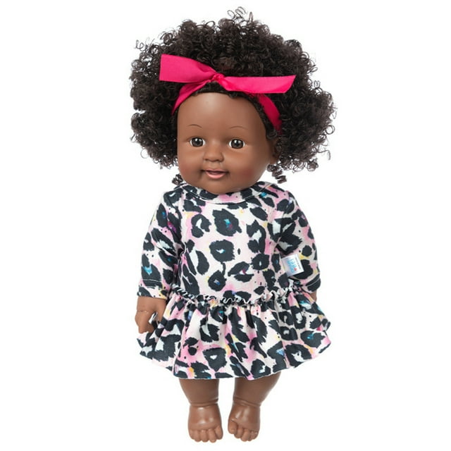 12-Inch African Realistic Baby Doll, Washable Vinyl Black Reborn Doll with Removable Outfits