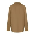 thumbnail image 4 of Polo Shirts for Women 2025 Fall Long Sleeve V Neck Collared, Business Casual Golf Loose Fit Blouses Light Brown S, 4 of 6