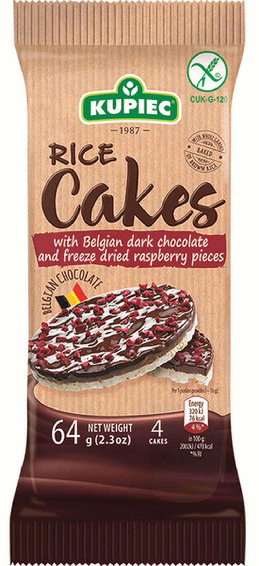 Kupiec Rice Cakes with Belgian Dark Chocolate and Freeze Dried