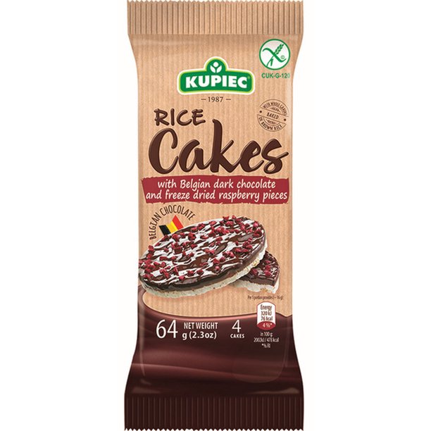 Kupiec Rice Cakes with Belgian Dark Chocolate and Freeze Dried