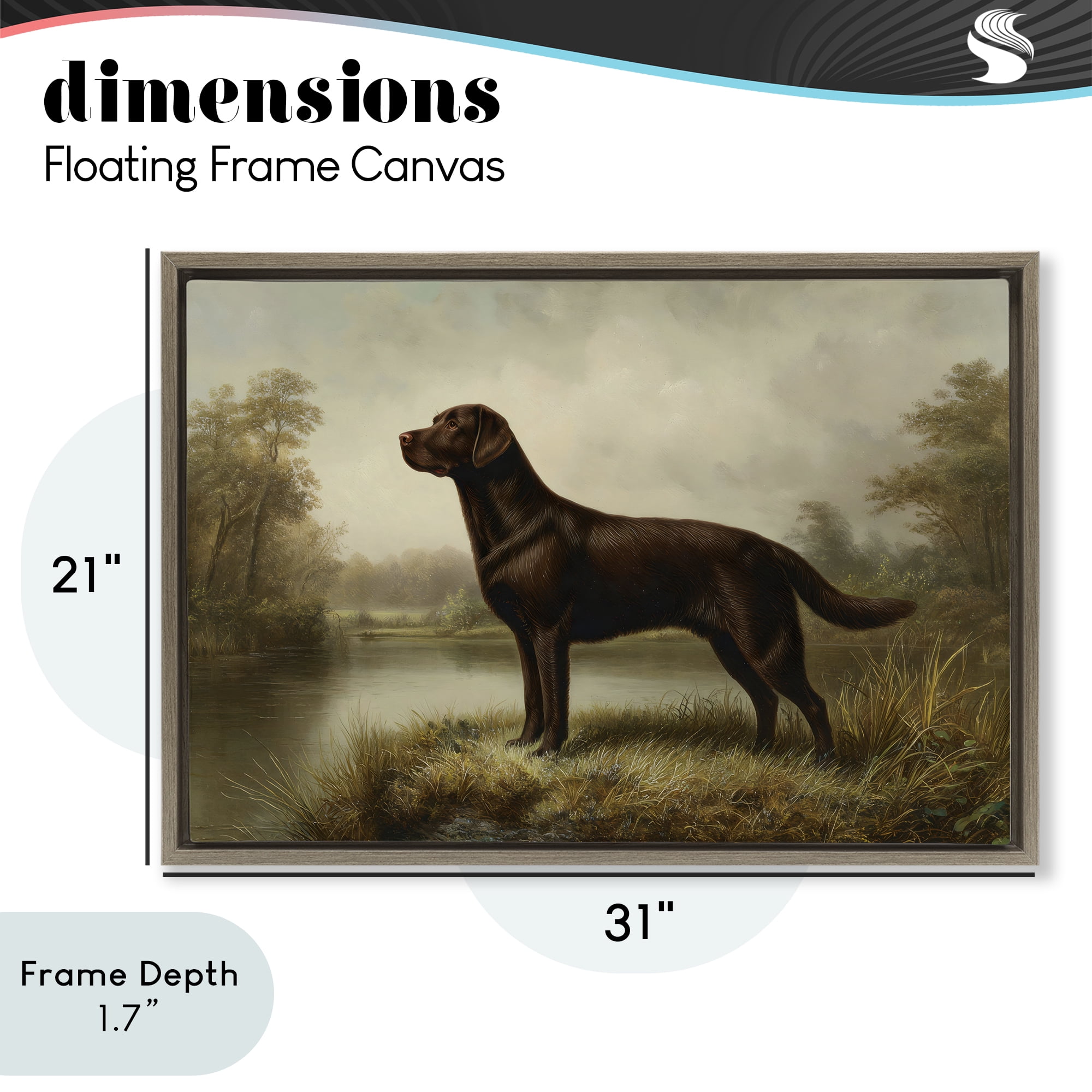 Stupell Industries On Alert Chocolate Lab Brown Framed Floater Canvas Wall Art, design by Petal Prints Design