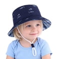 thumbnail image 2 of Jinhomg Baby Sun Hat Kids Sun Protection Toddler Plaid Lining Bucket Hat Wide Brim Adjustable Summer Beach Hats for Boys Girls 6M-14Y,Navy, 2 of 7