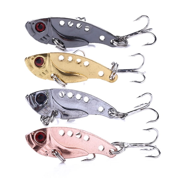 HENGJIA 4PCS Fishing Lures, Metal Hard Blade Bait Fishing Lure Crankbait Bass Fishing Spoon Blade Swimbait Freshwater Saltwater Fishing Tackle Lures Treble Hook for Bass Walleye Trout
