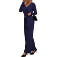thumbnail image 2 of Doublju Womens Sexy V Neck Long Sleeve Waist Band Jumpsuit With Plus Size, 2 of 4