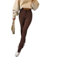 thumbnail image 4 of Diconna Femmes Mode Couleur Unie Taille Haute Split Slim Fit Pantalon, 4 of 4