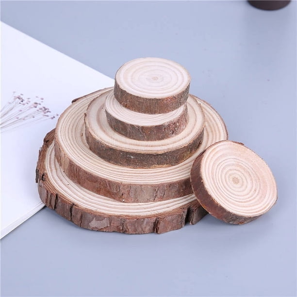 Astillas de madera redondas, astillas de madera de pino, decoración de pared de fondo hecha a mano para jardín de infantes, posavasos navideños, tablero de dibujo