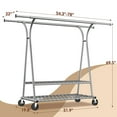 thumbnail image 3 of Exenoray Portant à Vêtements Robuste à Double Tige, Design Courbé, Réglable 55 Pouces-78 Pouces, Portant Chromé avec Roues et Tablettes de Rangement, Capacité de 650 Lb, 3 of 7