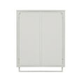 thumbnail image 5 of Modern White Two-Door Glass Wall Cabinet with Woven Pattern Decor, Multi-Tier Storage for Living Room, Bathroom & Dining Room, 5 of 9