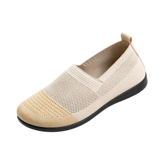 Wensltd Women's Wide Width Flat Shoes Hollow Knit Upper Spring Summer Daily Soft Walking Shoes