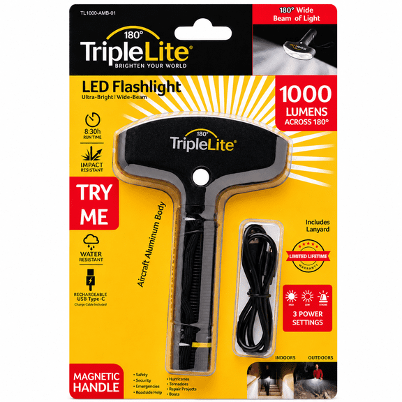 TripleLite 1000LM LED Flashlight – High-Intensity, Waterproof, Rechargeable, 3 Modes, Ultra-Bright, Durable for Outdoor & Emergency Use