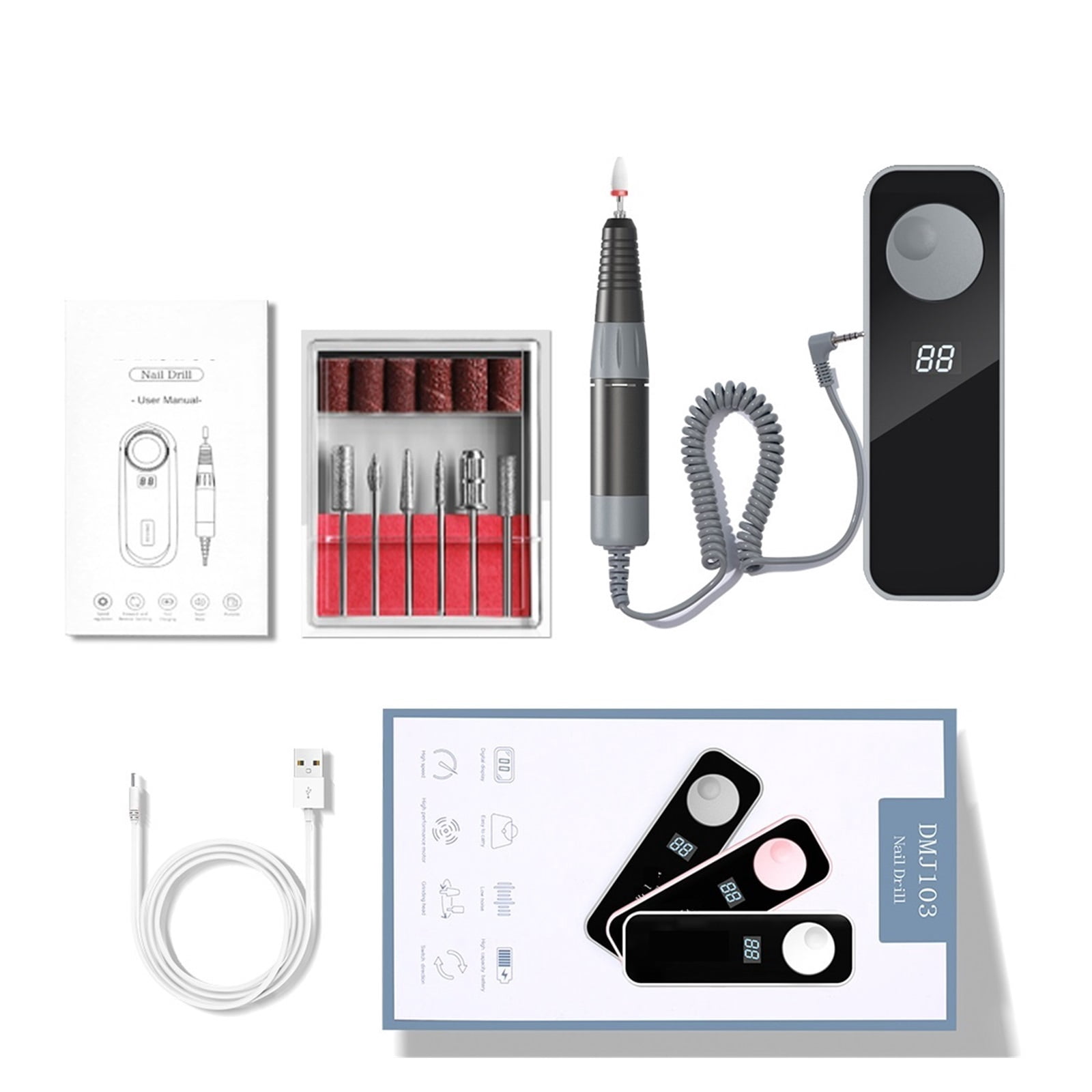 35000RPM Electric Nail Drill Machine With Cutter Set Manicur Machin For Manicure Nail Drill Milling Machine Salon Nail Equipment ,Low Noise