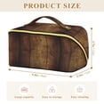 thumbnail image 4 of FORMRS Makeup Bag Travel Cosmetic Organizer for Women Fold Flat Zipper Pouch with Handle, Wood Grain, 4 of 8